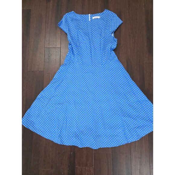 Dressystar Dresses & Skirts - Dressy Star Blue Polka Dot Dress Swing Dress Fit & Flare Rockabilly Size 2XL